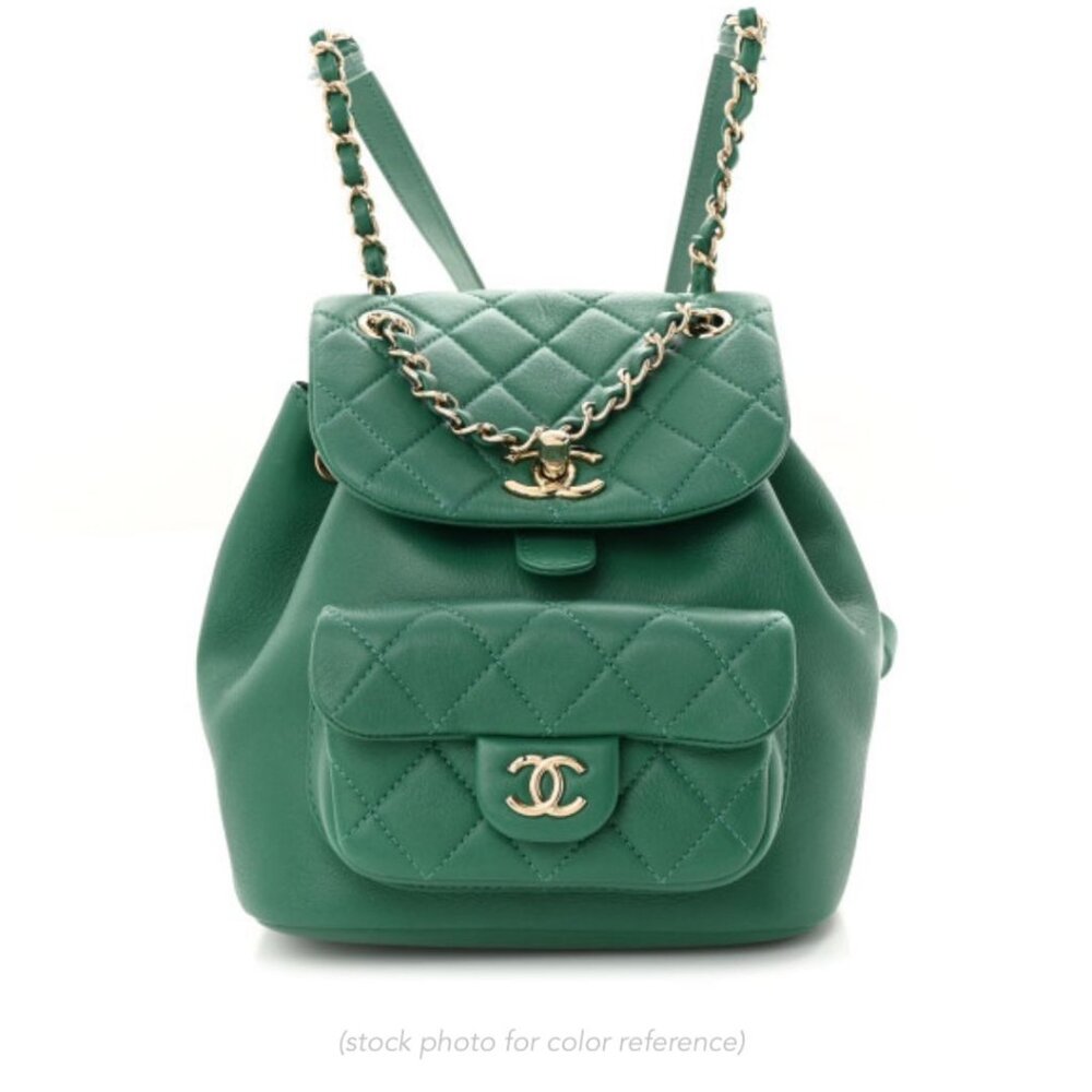 Chanel 22A Lambskin Small Duma Backpack, Emerald Green